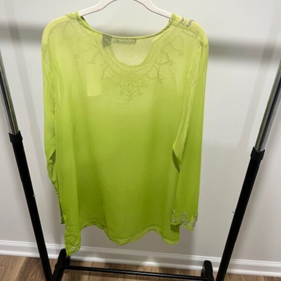 IC COLLECTION Lime Green Embellished Blouse - Picture 9 of 9
